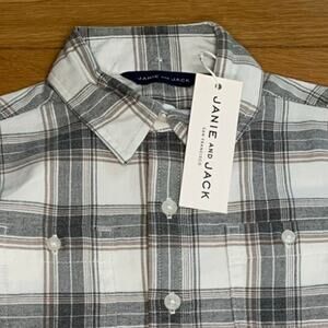 Janie And Jack NWT Plaid Long Sleeve Cotton Button Down Shirt Top Boy's Size 4